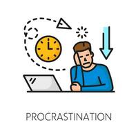 Procrastination psychological disorder problem vector