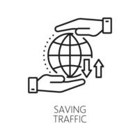 Saving traffic, content delivery network line icon vector