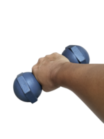 Hand holding black dumbbell, transparent background png