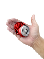 Compressed cans in hand, transparent background png