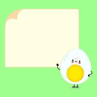 Cute funny Egg poster character. Vector hand drawn cartoon kawaii character illustration. Isolated green background. Egg poster