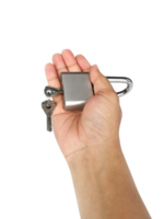 Padlock in hands, transparent background png