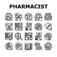 pharmacist medicine retail icons set vector