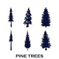 vintage pine tree silhouette vector art