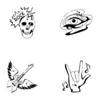 Set of Rock Music Party Glyph Icons vector