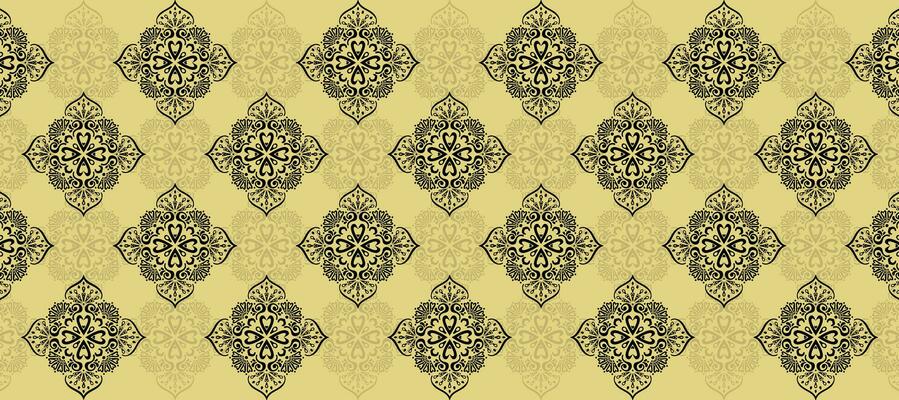 Abstract Baroque Decoration Pattern yellow background Wallpaper