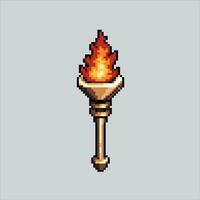 píxel Arte ilustración antorcha. pixelado antorcha. antorcha pixelado para el píxel Arte juego y icono para sitio web y vídeo juego. antiguo colegio retro vector