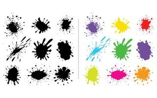 Colorful abstract ink paint splatter set vector