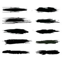 Set of ink black brushstrokes vector