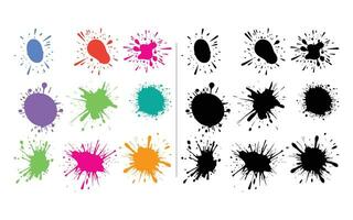 Colorful abstract ink paint splatter set vector