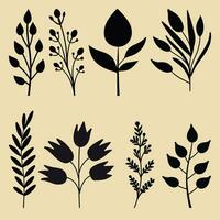 Flat design flower silhouettes illustration vector