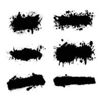 Set of ink black brushstrokes vector