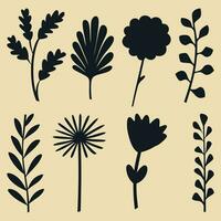 Flat design flower silhouettes illustration vector