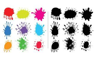Colorful abstract ink paint splatter set vector