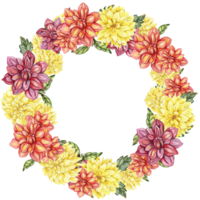 Flowers wreath with dahlia png