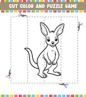 Cut color education worksheet game for kids color activity puzzle for children with Cute Animal vector