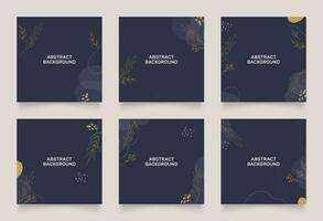 abstract background design for social media insta story feed post. dark blue brown gold scribble shape hand drawn object. copy space for text. square flyer banner vector