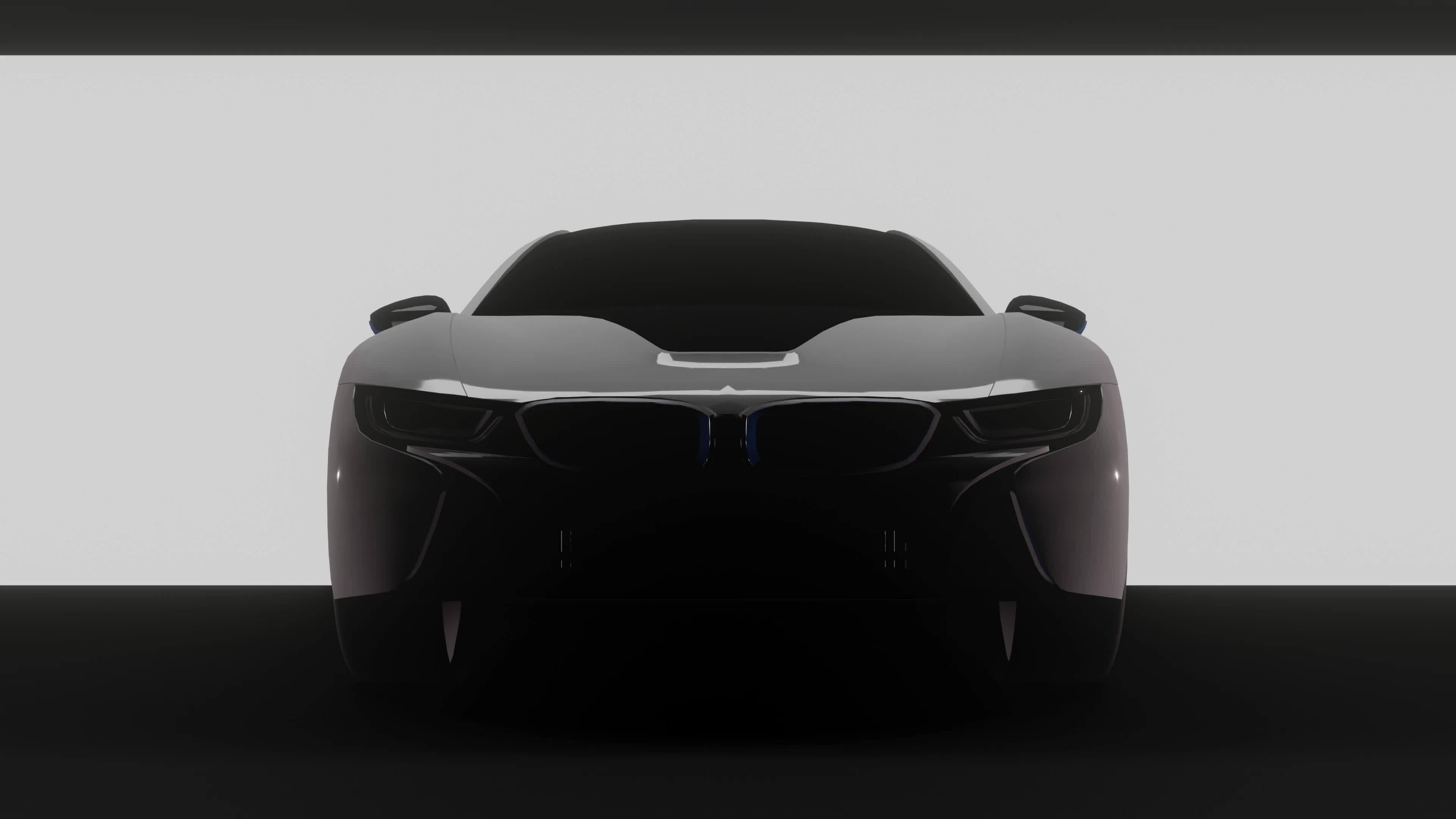 3D Rendered Super car Cinematic front view in dark background, sport
