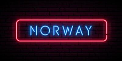 Norway neon signboard. vector