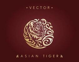 Circular Elegance Golden Tiger art vector