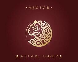 Profile of Golden Tiger in Swirls vector