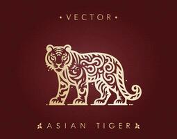 Stylized Golden Tiger Prowling art vector