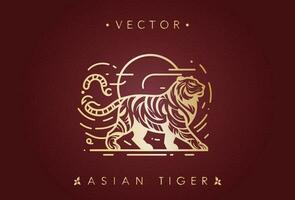 Dynamic Golden Tiger in Stride vector