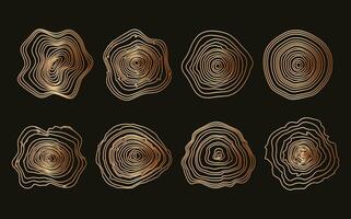 Abstract growth rings of a tree.Line design of a wooden stump. vector