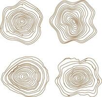 Abstract growth rings of a tree.Line design of a wooden stump. vector