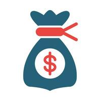 Money Bag Vector Glyph Two Color Icon For Personal And Commercial Use.