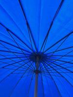 blue umbrellas on a beach photo