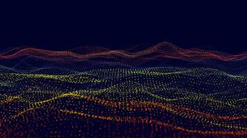 tecnología digital ola antecedentes concepto. resumen movimiento ola azul puntos con brillante desenfocado partículas antecedentes. video