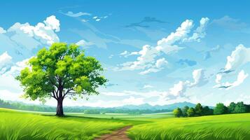 AI generated nature sky wooden tree countryside ai generated photo