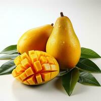 closeup photo of fresh mango flowers on an isolated white background Generative AI