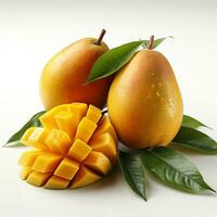 closeup photo of fresh mango flowers on an isolated white background Generative AI