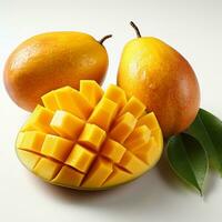 closeup photo of fresh mango flowers on an isolated white background Generative AI