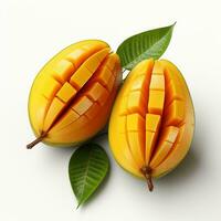 closeup photo of fresh mango flowers on an isolated white background Generative AI