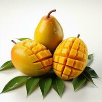 closeup photo of fresh mango flowers on an isolated white background Generative AI