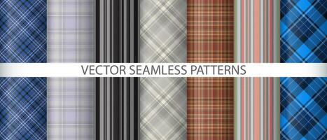 Set seamless tartan texture. Background vector check. Pattern fabric textile plaid.