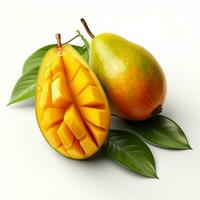 closeup photo of fresh mango flowers on an isolated white background Generative AI