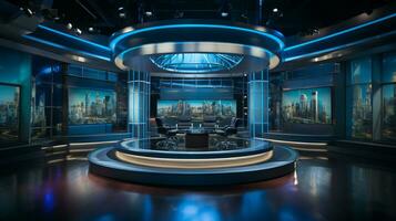 empty television studio broadcast room Generative AI photo