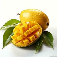 closeup photo of fresh mango flowers on an isolated white background Generative AI