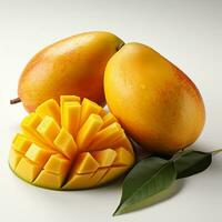 closeup photo of fresh mango flowers on an isolated white background Generative AI