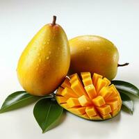 closeup photo of fresh mango flowers on an isolated white background Generative AI