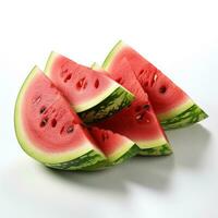 closeup photo of watermelon on an isolated white background Generative AI