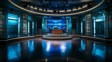 empty television studio broadcast room Generative AI photo