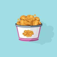 A bucket full of fried chicken is vectored. vector