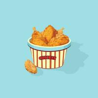 A bucket full of fried chicken is vectored. vector