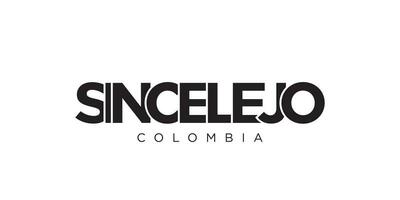 Sincelejo in the Colombia emblem. The design features a geometric style, vector illustration with bold typography in a modern font. The graphic slogan lettering.