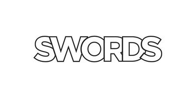 Swords in the Ireland emblem. The design features a geometric style, vector illustration with bold typography in a modern font. The graphic slogan lettering.